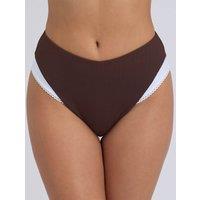 Boux Avenue Rivoli Picot High Waisted Bikini Bottoms Brown Mix