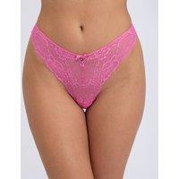 Boux Avenue Mollie 24 Mesh & Lace Thong Hot Pink