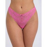 Boux Avenue Mollie Mesh & Lace Thong Hot Pink
