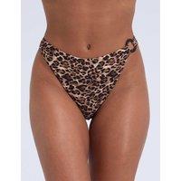 Boux Avenue Santorini Leopard Print High Leg Bikini Bottoms Black Mix