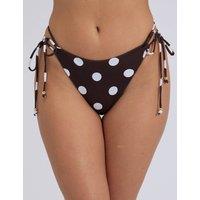 Boux Avenue Ibiza Polka Dot Tie Side Bikini Bottoms Brown Mix