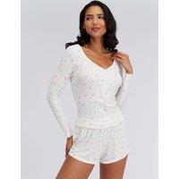 Boux Avenue Modal Rich Heart & Floral Pyjamas in a Bag Ivory Mix