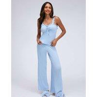 Boux Avenue Frill Ribbed Cami Pyjama Set Cornflower