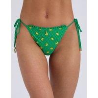 Boux Avenue Ithaca Printed High Leg Bikini Bottoms Green Mix