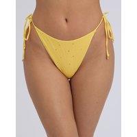 Boux Avenue Amalfi Broderie High Leg Bikini Bottoms Lemon
