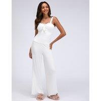 Boux Avenue Frill Ribbed Cami Pyjama Set Ivory