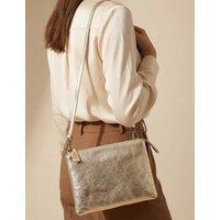 Jones Bootmaker Leather Metallic Shoulder Bag Gold