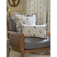 Sanderson Sessile Leaf Striped Pom Pom Cushion Natural Mix