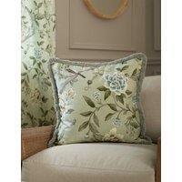 Sanderson Chenille Porcelain Garden Cushion Green Mix