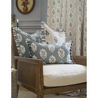 Sanderson Sessile Leaf Striped Pom Pom Cushion Blue Mix