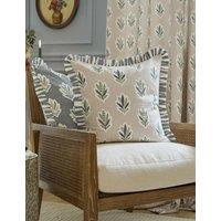 Sanderson Pure Cotton Sessile Leaf Ruffle Cushion Natural Mix