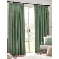 YARD Chenille Velvet Pencil Pleat Curtains Light Green