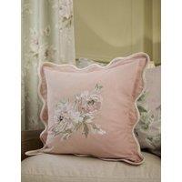 Sanderson Pure Cotton Adele Floral Embroidered Cushion Pink Mix