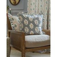 Sanderson Pure Cotton Sessile Leaf Ruffle Cushion Blue Mix