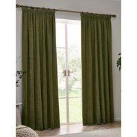 YARD Chenille Velvet Pencil Pleat Curtains Olive