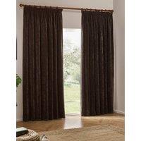 YARD Chenille Blackout Pencil Pleat Curtains Light Brown