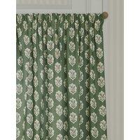 Sanderson Sessile Leaf Pencil Pleat Curtains Dark Green Mix