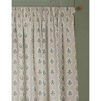 Sanderson Sessile Leaf Pencil Pleat Curtains Natural Mix