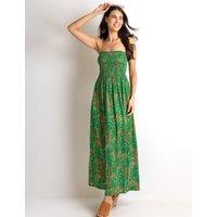 Pour Moi Emma Strapless Shirred Bodice Woven Maxi Beach Dress Green Mix