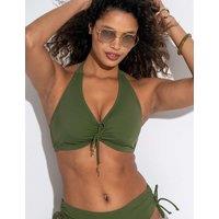 Pour Moi Madrid Wired Halter Tringle Bikini Top (C-G) Khaki