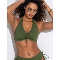 Pour Moi Madrid Wired Halter Tringle Bikini Top (C-G) Khaki