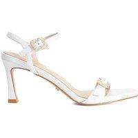 Dune London Embellished Ankle Strap Stiletto Heel Sandals White