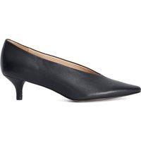 Dune London Leather Kitten Heel Pointed Court Shoes Black