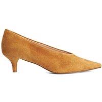 Dune London Leather Kitten Heel Pointed Court Shoes Tan