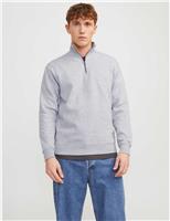 Cotton Blend Half Zip Sweatshirt