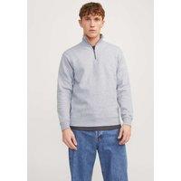 JACK & JONES Cotton Blend Half Zip Sweatshirt Grey