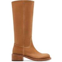 Steve Madden Leather Block Heel Knee High Boots Brown