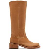 Steve Madden Riggs Leather Block Heel Boots Brown