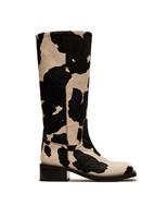Steve Madden Riggs Leather Cow Print Knee High Boots Black Mix
