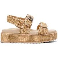 Steve Madden Bigmona Ankle Strap Flatform Sandals Beige