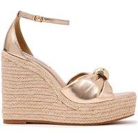 Steve Madden Taliya Leather Ankle Strap Wedge Sandals Golden Rose