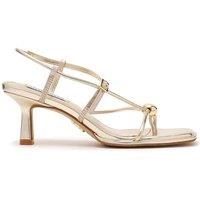 Steve Madden Jackpots Metallic Kitten Heel Square Toe Sandals Gold