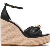 Steve Madden Taliya Leather Ankle Strap Wedge Sandals Black