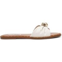 Steve Madden Dipsy Leather Slip On Flat Sandals White