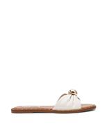 Steve Madden Dipsy Leather Slip On Flat Sandals White