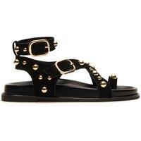 Steve Madden Suede Ankle Strap Flat Gladiator Sandals Black
