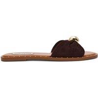Steve Madden Dipsy Suede Slip On Flat Sandals Brown