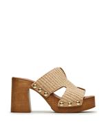 Steve Madden Woven Block Heel Sandals Beige