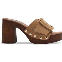 Steve Madden Marlena Suede Block Heel Mules Brown