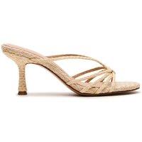 Steve Madden Edna Raffia Strappy Kitten Heel Sandals Cream
