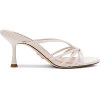 Steve Madden Leather Strappy Kitten Heel Sandals White