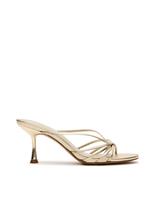 Steve Madden Edna Leather Strappy Kitten Heel Sandals Gold