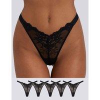 Boux Avenue 5 Pack Fran Lace Thongs Black