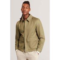 Ted Baker Cotton Rich Lightweight Harrington Jacket Olive