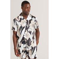 Ted Baker Pure Lyocell Floral Short Sleeve Shirt Stone