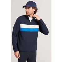 Ted Baker Modal Blend Jersey Striped Half Zip Sweatshirt Navy